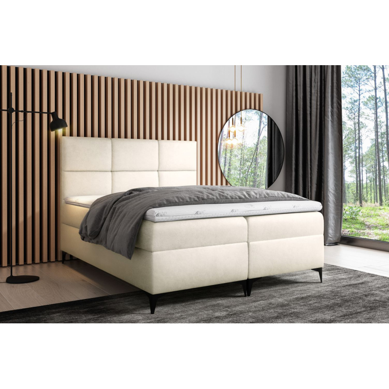 Designbett FIZA – 160x200, Cremefarben + GRATIS Topper