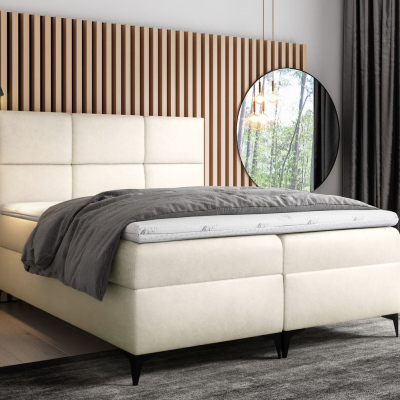 Designer-Einzelbett FIZA – 120x200, Cremefarben + GRATIS Topper