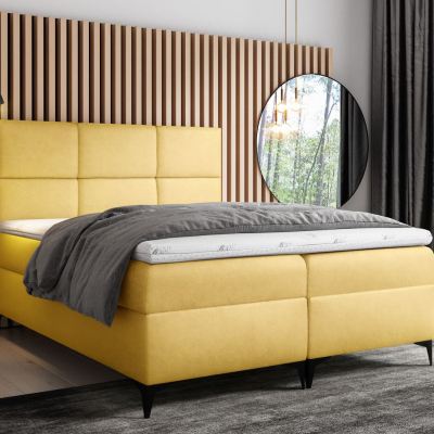 Designer-Einzelbett FIZA – 120x200, Gelb + GRATIS Topper