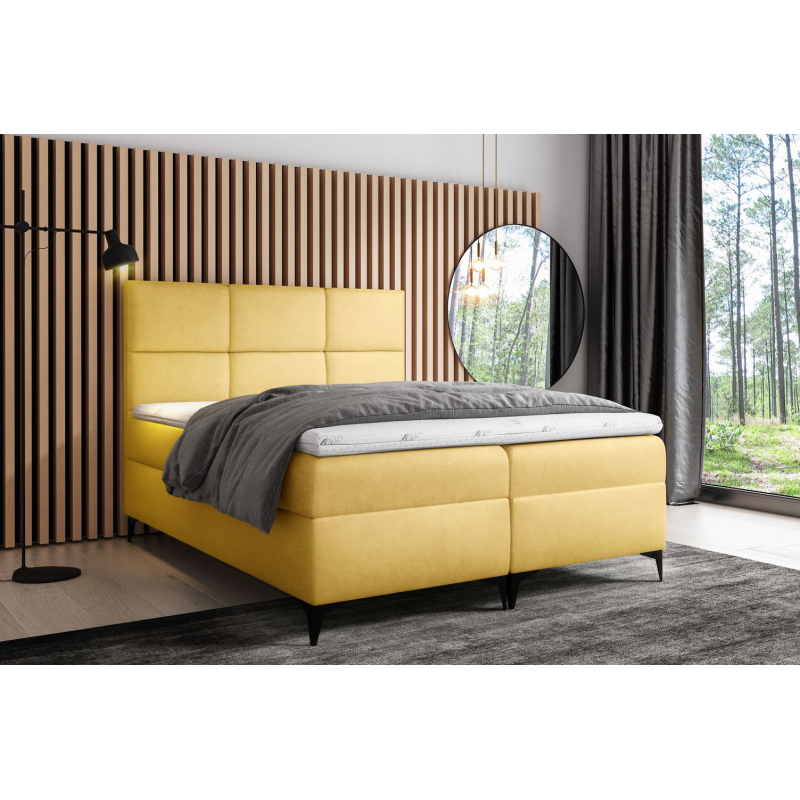 Designer-Einzelbett FIZA – 120x200, Gelb + GRATIS Topper