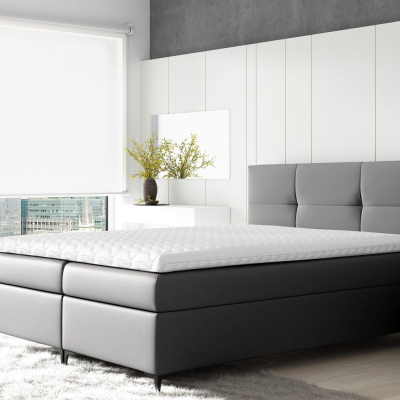 Boxspringbett BESSIE – 120x200, Grau + GRATIS Topper