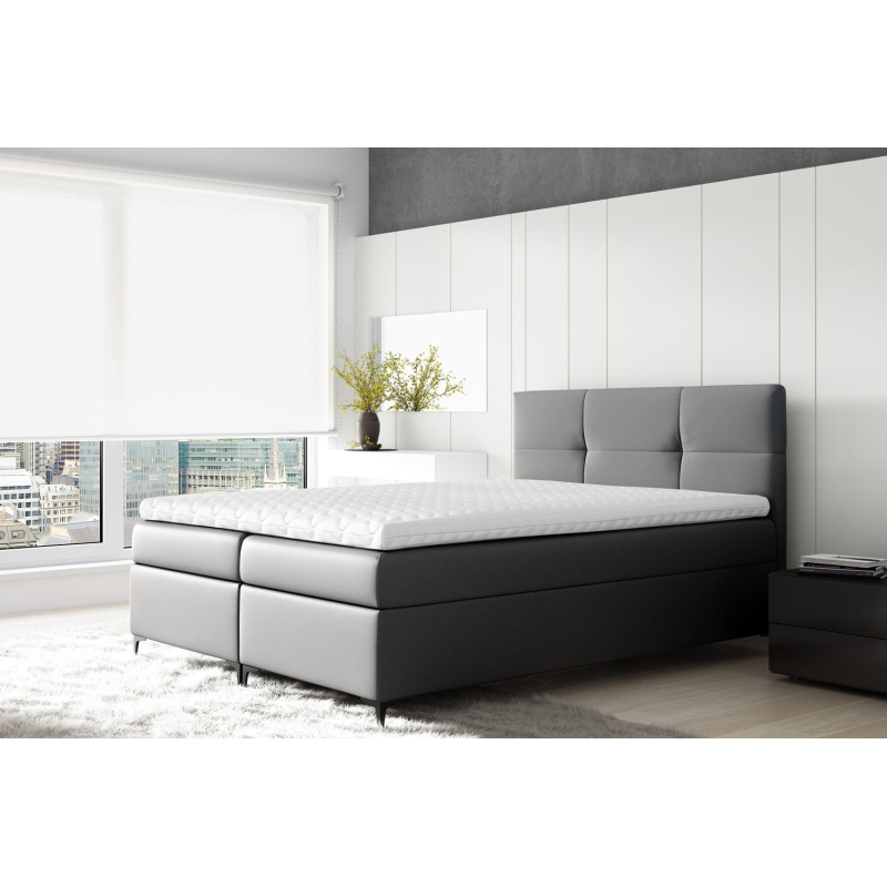 Boxspringbett BESSIE – 120x200, Grau + GRATIS Topper