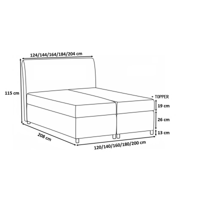 Boxspringbett BESSIE – 120x200, Weiß + GRATIS Topper