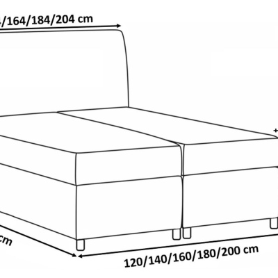 Boxspringbett BESSIE – 140x200, Grau + GRATIS Topper