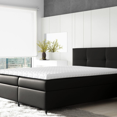 Boxspringbett BESSIE – 180x200, Schwarz + GRATIS Topper