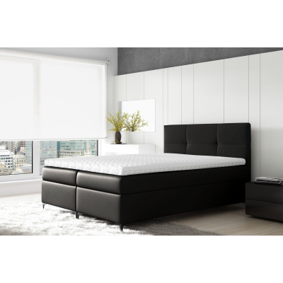 Boxspringbett BESSIE – 180x200, Schwarz + GRATIS Topper