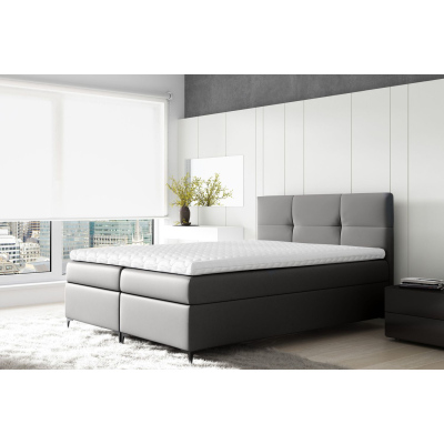 Boxspringbett BESSIE – 180x200, Grau + GRATIS Topper