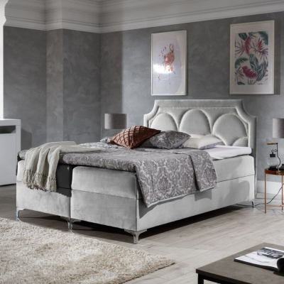 Luxusbett CASSANDRA – 120x200, Grau + GRATIS Topper