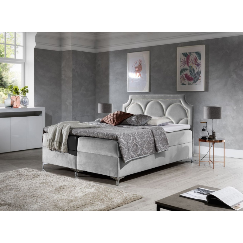 Luxusbett CASSANDRA – 120x200, Grau + GRATIS Topper