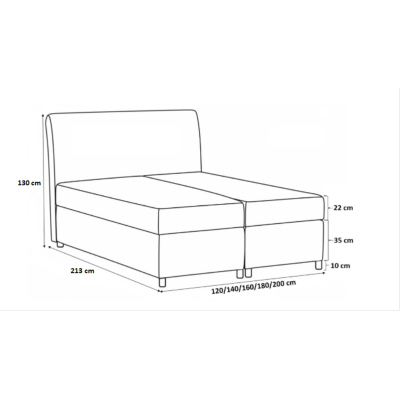 Kontinentales Bett EVIO – 120x200, grau + Gratis-Topper