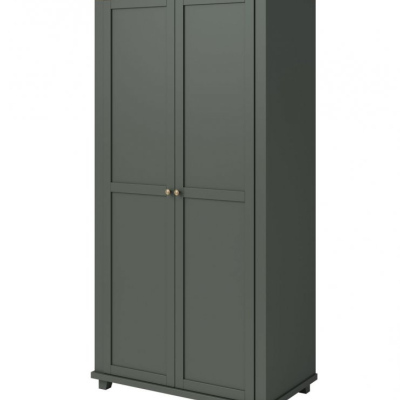 Zweitüriger Kleiderschrank EROL – Breite 108 cm, Lefkas-Eiche / grün