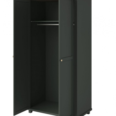 Zweitüriger Kleiderschrank EROL – Breite 108 cm, Lefkas-Eiche / grün