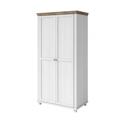 Zweitüriger Kleiderschrank EROL – Breite 108 cm, Abisko-Ash / Lefkas-Eiche