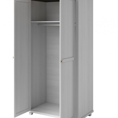 Zweitüriger Kleiderschrank EROL – Breite 108 cm, Abisko-Ash / Lefkas-Eiche