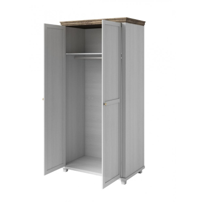 Zweitüriger Kleiderschrank EROL – Breite 108 cm, Abisko-Ash / Lefkas-Eiche