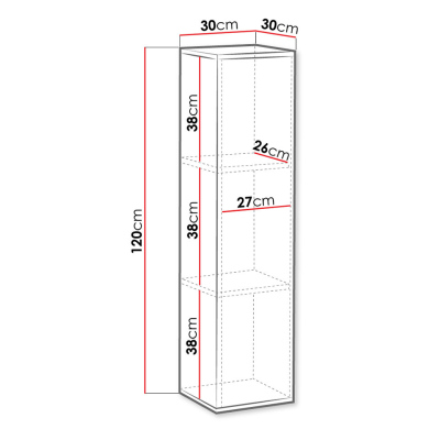 Schmale Vitrine RIONATA 2 – Eiche Wotan