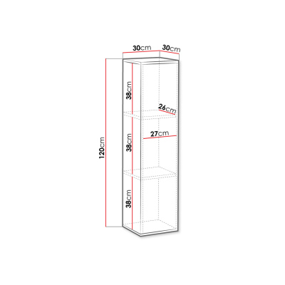 Schmale Vitrine RIONATA 2 – Eiche Wotan