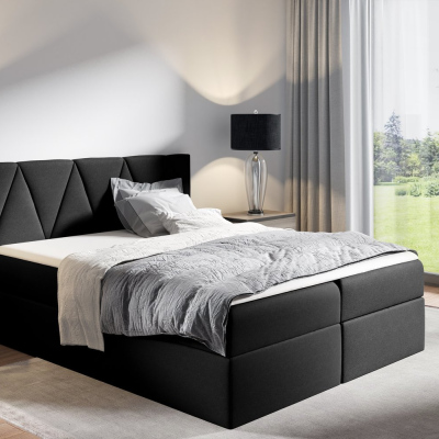 Kontinentales Bett GISELA – 140x200, schwarz + Gratis-Topper