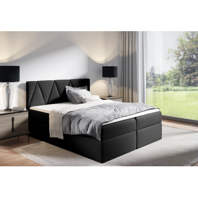 Kontinentales Bett GISELA – 140x200, schwarz + Gratis-Topper