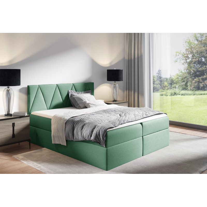 GISELA Kontinentales Bett – 160 x 200, grün + Gratis-Topper