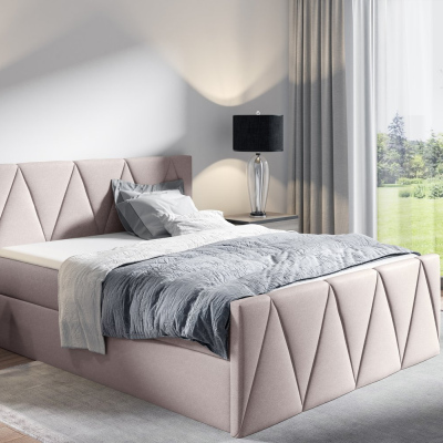 Einzelbett GISELA LUX – 120x200, beige + Gratis-Topper