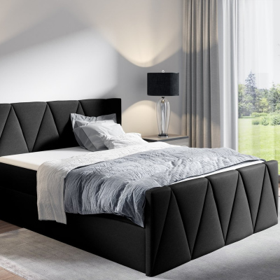 Einzelbett GISELA LUX – 120x200, schwarz + Gratis-Topper