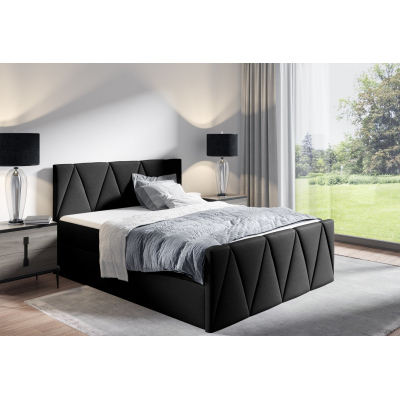 Einzelbett GISELA LUX – 120x200, schwarz + Gratis-Topper