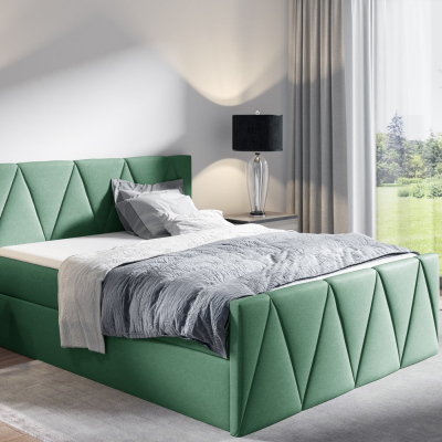 Einzelbett GISELA LUX – 120x200, grün + Gratis-Topper