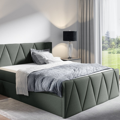 Einzelbett GISELA LUX – 120x200, grau + Gratis-Topper