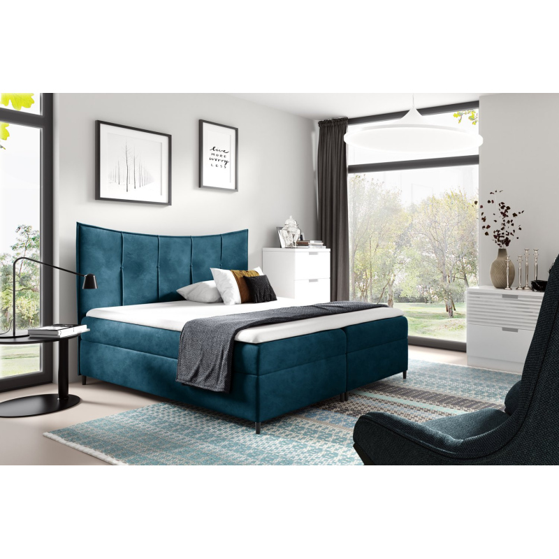 Boxspringbett IRINI – 120x200, Blau + GRATIS Topper