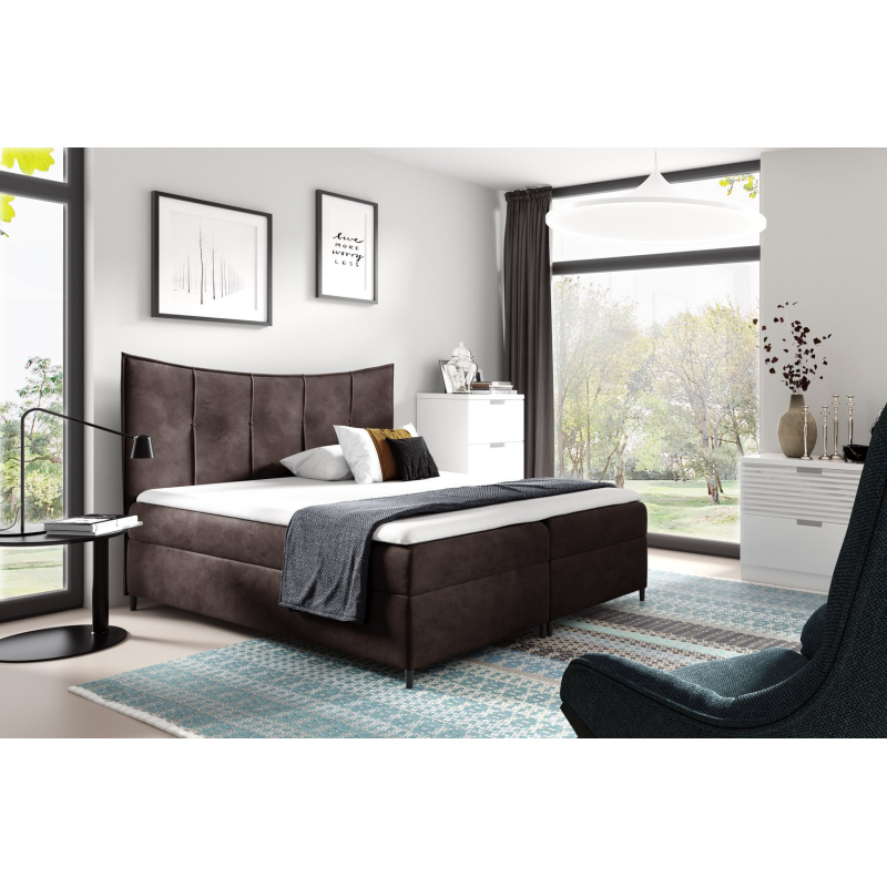 Boxspringbett IRINI – 180x200, Braun + GRATIS Topper