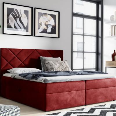 Gepolstertes Einzelbett DINO – 120x200, Rot + GRATIS Topper