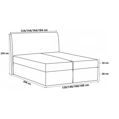 Boxspring Bett mit gestepptem Kopfteil ISAR – 120x200, beige + KOSTENLOSER Topper