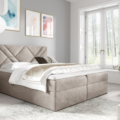 Boxspringbett ASKOT – 120x200, Beige + GRATIS Topper