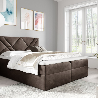 Boxspringbett ASKOT – 120x200, Braun 1 + GRATIS Topper