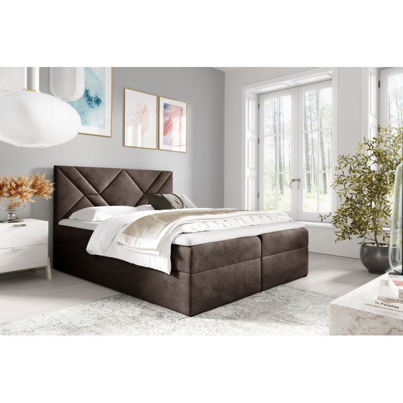 Boxspringbett ASKOT – 120x200, Braun 1 + GRATIS Topper