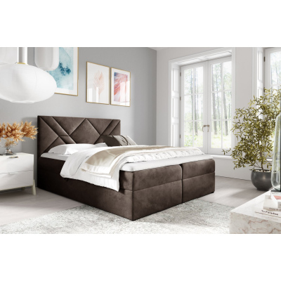 Boxspringbett ASKOT – 120x200, Braun 1 + GRATIS Topper