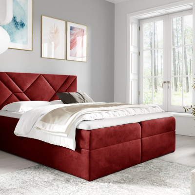 Boxspringbett ASKOT – 120x200, Rot + GRATIS Topper