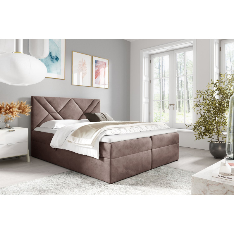 Boxspringbett ASKOT – 120x200, Altrosa + GRATIS Topper