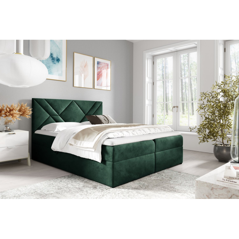 Boxspringbett ASKOT – 120x200, Grün + GRATIS Topper