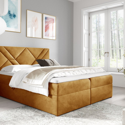 Boxspringbett ASKOT – 120x200, Gelb + GRATIS Topper