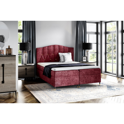 Kontinentales Bett OFRI – 200 x 200, rot + GRATIS-Topper