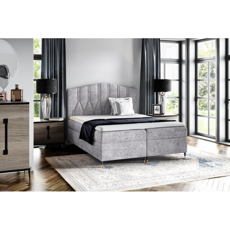 Kontinentales Bett OFRI – 200 x 200, grau + GRATIS-Topper