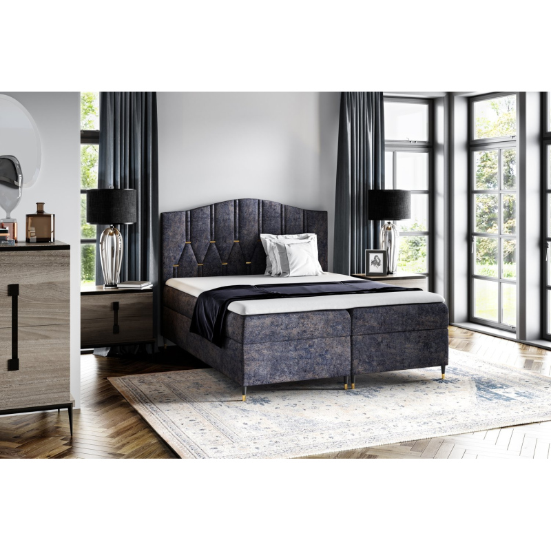 Kontinentales Bett OFRI – 200 x 200, blau + GRATIS-Topper