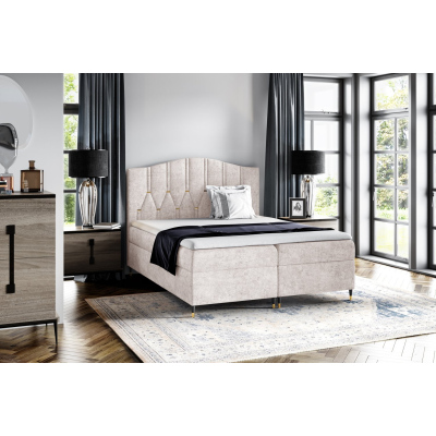 Kontinentales Bett OFRI – 200 x 200, beige + GRATIS-Topper