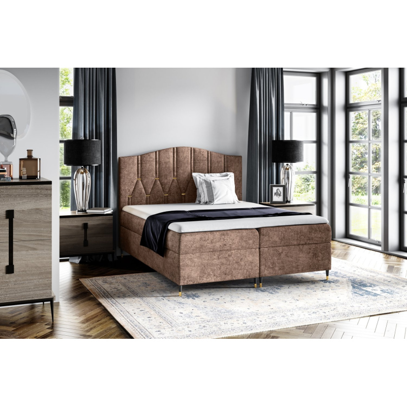 Kontinentales Bett OFRI – 200 x 200, braun + GRATIS-Topper