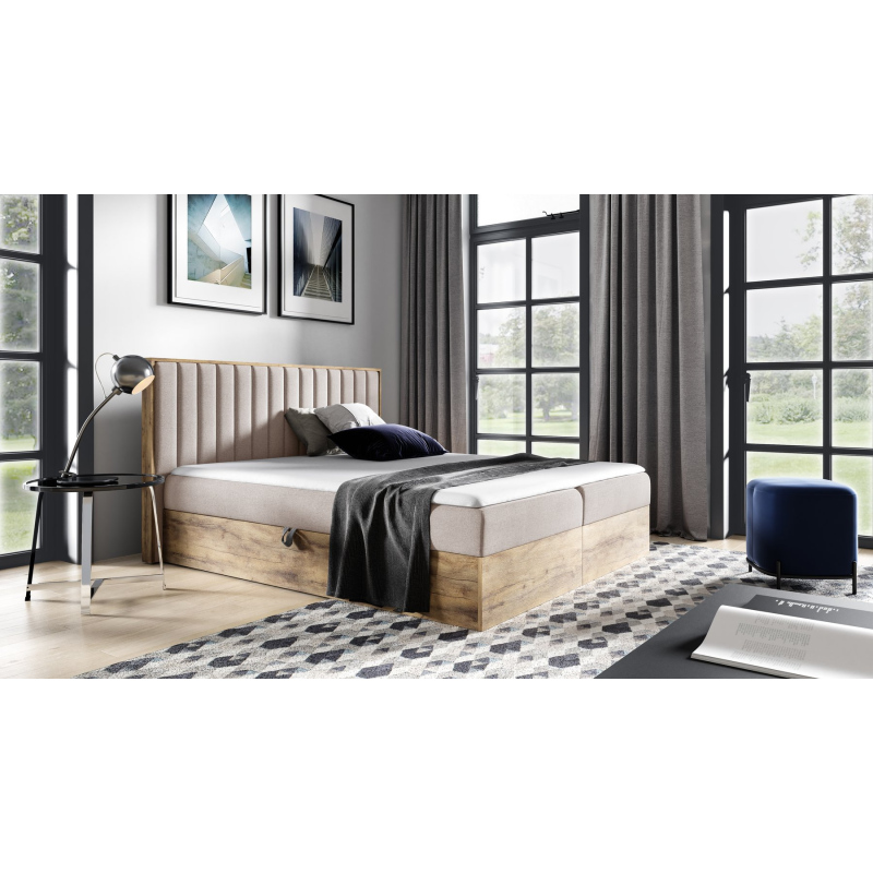 Boxspringbett CHANTELLE 4 – 200x200, Beige + GRATIS Topper