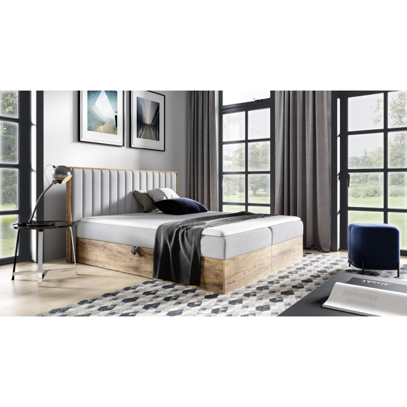 Boxspringbett CHANTELLE 4 – 200x200, Hellgrau + GRATIS Topper