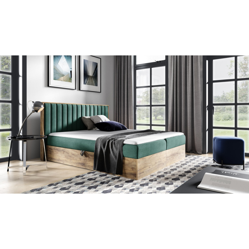 Boxspringbett CHANTELLE 4 – 180x200, Grün + GRATIS Topper