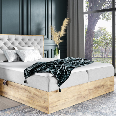 Boxspringbett CHANTELLE 3 – 200x200, Hellgrau + GRATIS Topper